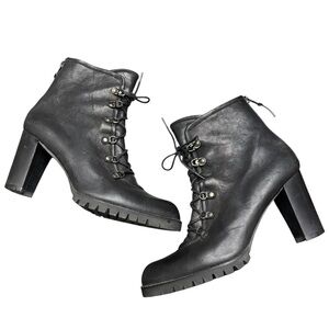 STUART WEITZMAN Heeled Leather COMBAT BOOTS